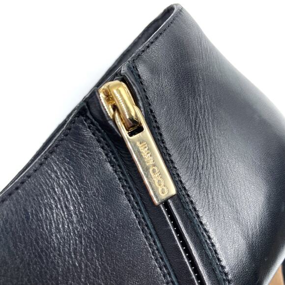 Jimmy Choo Merche Booties Black Soft Leather Low-Cut Square Toe Heels Sz 37 / 7 - Picture 8 of 11